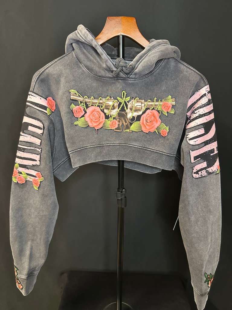 Rose Gun Crop Hoodie
